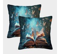 kaiyun 2 Pacchi 50x50cm Federe Per Cuscini Libro magico Copricuscini Farfalle Per Casa Divano Camera