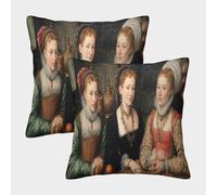 kaiyun 3 bellissime donne Fodera Per Cuscino Moderna Stile europeo del XVI secolo Cuscino Casa Camera Da Letto Divano Auto Ufficio Esterno 45x45cm 2 Pacchi