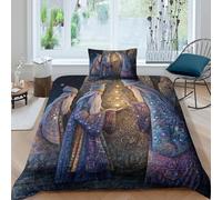 kaiyun 3 Pezzi Copripiumino Tre sciamani davanti a un antico muro di pitture rupestri di notte Federe,Biancheria Da Letto 3D Stampa in Microfibra,per Adulti, Adolescenti,bambino Single（135x200cm）