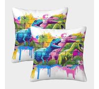 kaiyun 3d Dinosauro Breaking through The Wall Federe Quadrate 50x50cm 2 Pacchi Decorative, Cuscini Per Divani,sedie,camere Da Letto,mobili