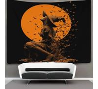 kaiyun 70cmx100cm Arazzo Da Parete Witch Looking at The Luna at Night with Bats Telo Da Parete Bambini Arte Muraria Per Soggiorno Camera Da Letto Dormitorio Decorazione
