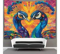 kaiyun 70cmx100cm Arte Rurale Indiana Arazzo Da Parete Due pavoni uno di fronte all'altro Telo Da Parete Bambini Arte Muraria Per Soggiorno Camera Da Letto Dormitorio Decorazione