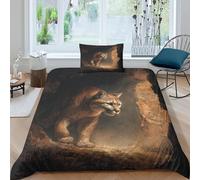 kaiyun A Big Gatto Slinks Out of A Dark Cave Copripiumino 3D Stampata Con Cerniera E Federa,Biancheria Da Letto Set 3 Pieces in Microfibra Per Per La Casa E L'hotel Single(135x200cm)
