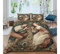 kaiyun Adamo, Eva, il serpente e il melo Biancheria Da Letto 3D Stampato Set Copripiumino in Microfibra E Federe,per Adulti, Adolescenti Single（135x200cm）