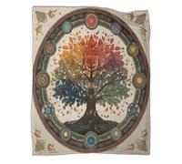 kaiyun Albero circolare degli elementi dei chakra Coperta Da Campeggio Esterna Stampata Calda,morbida E Traspirante Copriletto Per Camera Da Letto Quattro Stagioni 40x50inch(100x130cm)