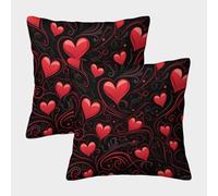 kaiyun Amore Fodera Per Cuscino Quadrata A Tema 3D Cuore rosso Con Stampa Digitale 40x40cm 2 Pacchi Adatta Per La Decorazione Del Letto Di Casa All'aperto Modello