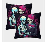 kaiyun Amore Teschio Federa Per Cuscino 3D Gotico SGattoola Per Cuscino Stampata Adatta Per La Decorazione Della Casa Soggiorno Auto 45x45cm 2 Pacchi