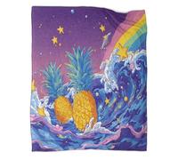 kaiyun Ananas che surfa sulle onde della cola Coperta Per Adolescente Stampata Soffice Lenzuola in Peluche,morbida E Confortevole,adatta Per Divano Letto 40x50inch(100x130cm)