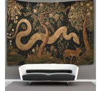 kaiyun Ancient Murals, A Big Snake And A Little Cervi in The Forest Tapestry Wall Hanging - Bedspread,Blanket Throw Tapestries for Living Room,Home Decor 180cmx230cm