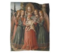 kaiyun Angelo sacro che tiene in braccio una femmina di Shiba Inu Coperta 3D Pittura medievale Style Divano Stampa Per Adolescenti E Adulti,morbida Trapunta in Peluche 40x50inch(100x130cm)