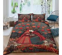 kaiyun Antica arte nordica Set Copripiumino 3 Pezzi, in Microfibra Set Di Biancheria Da Letto Per, 3D Stampa Vampiro sotto il melo Per Adulti, Adolescenti King（220x240cm）