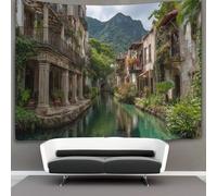 kaiyun Antichi edifici in una città fluviale Arazzo Da Parete Arazzi Da Appendere Alla Parete Camera Da Letto Decorazioni Per La Casa 130cmx150cm