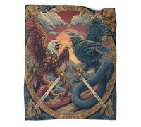 kaiyun Aquila che combatte contro un serpente, Due spade incrociate Manta Cálida Y Transpirable Suave Estampada Para Acampar Al Aire Libre Colcha Dormitorio Las Cuatro Estaciones 60x80inch(150x200cm)