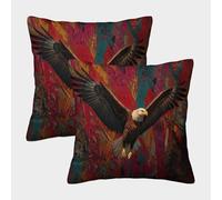 kaiyun Aquila che spiega le ali e si libra in volo Fodera Per Cuscino Stile doodle Con Cerniera Invisibile Decorativo Sedie Soggiorno Camera Da Letto 50x50cm 2 Pacchi