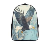 kaiyun Aquila Volare Zaino Scuola Elementare Zaini Per Ragazze Ragazzi Adolescenti Autoteella Scuola Casual Borse Architettura cittadina Backpack 16 inch
