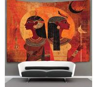 kaiyun Arazzo Da Parete Con Stampa Digitale, in Morbido Tessuto in Microfibra,decorazione Per Camera, Motivo:Dea egizia, sfondo arancione,70cmx100cm