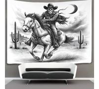 kaiyun Arazzo Da Parete Con Stampa Digitale, in Morbido Tessuto in Microfibra,decorazione Per Camera, Motivo:Cowboy scheletrico a cavallo di un destriero spettrale,180cmx230cm