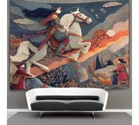 kaiyun Arazzo Da Parete Con Stampa Digitale, in Morbido Tessuto in Microfibra,decorazione Per Camera, Motivo:Guerriere in costumi tradizionali: arte popolare caucasica,100cmx150cm