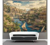 kaiyun Arazzo Da Parete Con Stampa Digitale, in Morbido Tessuto in Microfibra,decorazione Per Camera, Motivo:Fascino dell'Antico Egitto, lungo il fiume Nilo,130cmx150cm