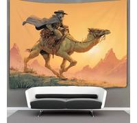 kaiyun Arazzo Da Parete Con Stampa Digitale, in Morbido Tessuto in Microfibra,decorazione Per Camera, Motivo:L'eroe in sella a un cammello, stile fumetto,100cmx150cm