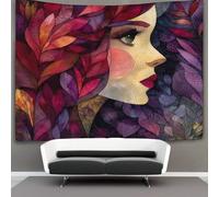 kaiyun Arazzo Da Parete Con Stampa Digitale, in Morbido Tessuto in Microfibra,decorazione Per Camera, Motivo:Dea color rosso vino e viola,180cmx230cm