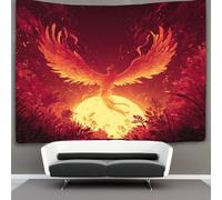 kaiyun Arazzo Da Parete Con Stampa Digitale, in Morbido Tessuto in Microfibra,decorazione Per Camera, Motivo:Una fenice che risorge dalle ceneri, un sole dorato,150cmx200cm