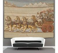 kaiyun Arazzo da parete in stile medievale, Faraone che guida un carro attraverso le pianure desertiche, decorazione da parete estetica per la casa, soggiorno, camera da letto, 70 cm x 100 cm