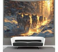 kaiyun Arazzo Da Parete Lupi in The Snow Forest,Fauna selvatica Arazzi Decorazione Da Parete Per Soggiorno, Camera Da Letto,dormitorio 180cmx230cm