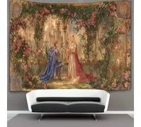 kaiyun Arazzo Di Cavaliere e fanciulla medievali, il cavaliere inginocchiato su un ginocchio,70cmx100cm Da Appendere A Parete,Per Soggiorno Camera Da Letto E Altre Decorazioni Per La Casa