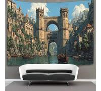 kaiyun Arazzo Di Una Fortezza con Due Imponenti Torri,180cmx230cm Da Appendere A Parete,Per Soggiorno Camera Da Letto E Altre Decorazioni Per La Casa