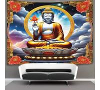 kaiyun Arte del Buddha Arazzo Da Parete La Terra Avvolta tra Nuvole e Nebbia Arazzi Da Appendere Alla Parete Camera Da Letto Decorazioni Per La Casa 150cmx200cm