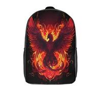 kaiyun Arte della Fenice di fuoco Borsa Da Scuola Illustrazione di creature mitologiche Zaino Unisex Bambini,Nero 17inch