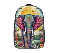 kaiyun Arte: Elefante Per La Scuola E Da Viaggio Per Bambini Zaino,Sacchetti Di Scuola Con Stampa 3D Stile mandala colorato Motivo 17inch