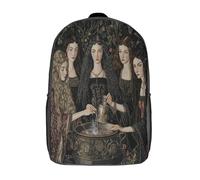 kaiyun Arte medievale Zainetti Per Bambini,Elementare Adolescenti Cartella Scuola Casual Donna che Bollisce una Pozione in un Calderone Zaini Ragazzi Ragazze Backpack 17inch