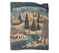 kaiyun Arte popolare bohémien d'epoca Coperta Da Campeggio Esterna Stampata Calda,morbida E Traspirante Bellissima scena natalizia Copriletto Per Camera Da Letto Quattro Stagioni 80x90inch(200x230cm)