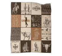kaiyun Arte western con cowboy Coperta in Flanella Stile bozzetto occidentale Coperte Morbide E Leggere Per Tutte Le Stagioni Lenzuola Casa E Viaggio 40x50inch(100x130cm)