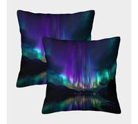 kaiyun Attività di tempesta solare, aurora boreale Fodera Per Cuscino Con Cerniera Invisibile Decorativo Sedie Soggiorno Camera Da Letto 40x40cm 2 Pacchi