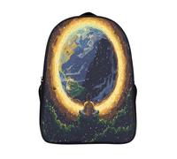kaiyun Aureola Gialla della Terra Per La Scuola E Da Viaggio Per Bambini Zaino,Sacchetti Di Scuola Con Stampa 3D Mysterious Spazio Motivo 16 inch