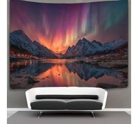 kaiyun Aurora Boreale Arazzo Snow-Montagne innevate of The Lofoten Islands Arazzi Biancheria Da Letto Copriletto Dormitorio Camera Da Letto Decorazione Da Parete 180cmx230cm