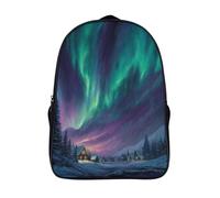 kaiyun Aurora Boreale boreale Borsa Da Scuola Zaino Unisex Bambini,Nero 16 inch