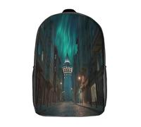 kaiyun Aurora Boreale Tonalità di Verde e Blu Borsa Da Scuola Zaino Unisex Bambini,Nero 17inch