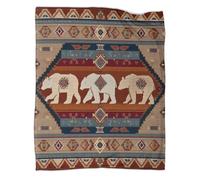 kaiyun Aztec And Stile Tribale, Bear Coperta Da Campeggio Esterna Stampata Calda,morbida E Traspirante Copriletto Per Camera Da Letto Quattro Stagioni 50x60inch(127x152cm)
