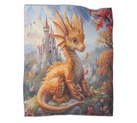 kaiyun Baby Golden Drago Coperta Da Campeggio Esterna Stampata Calda,morbida E Traspirante Castello Copriletto Per Camera Da Letto Quattro Stagioni 70x80inch(180x200cm)