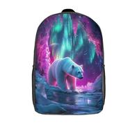 kaiyun Bagliore nella tana dell'orso polare Zainetti Per Bambini,Elementare Adolescenti Cartella Scuola Casual Aurora Fantasy Zaini Ragazzi Ragazze Backpack 17inch