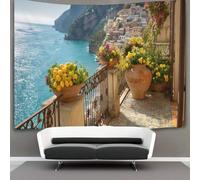 kaiyun Balcone in stile mediterraneo, Costiera Amalfitana Arazzo Da Parete Arazzi Da Appendere Alla Parete Camera Da Letto Decorazioni Per La Casa 100cmx150cm
