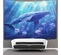 kaiyun Balena Arazzo Per Camera Da Letto Estetico,Stile Acquerello Da Appendere Alla Parete Per La Decorazione Della Casa 180cmx230cm