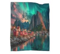 kaiyun Beautiful Lofoten Islands, Colorful Aurora boreale Coperta in Flanella Coperte Morbide E Leggere Per Tutte Le Stagioni Lenzuola Casa E Viaggio 80x90inch(200x230cm)