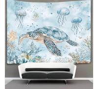 kaiyun Beautiful Tartaruga marina Arazzo Da Parete Barriera corallina And Meduse Arazzi Da Appendere Alla Parete Camera Da Letto Decorazioni Per La Casa 150cmx200cm