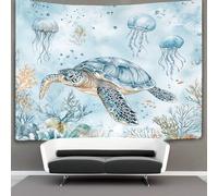 kaiyun Beautiful Tartaruga marina Parete Arazzo Da Parete Con Arte Murale Decorazioni Per La Casa Per Il Dormitorio Della Camera Da Letto (Barriera corallina And Meduse,70cmx100cm)