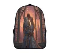 kaiyun Bel cavaliere e bella bionda Zaini Junior Per Bambini Stained Glass Finestra Zainetto,ragazze,ragazzo,bambino,3D Big Bag Scuola,zaino Da Viaggio 16 inch